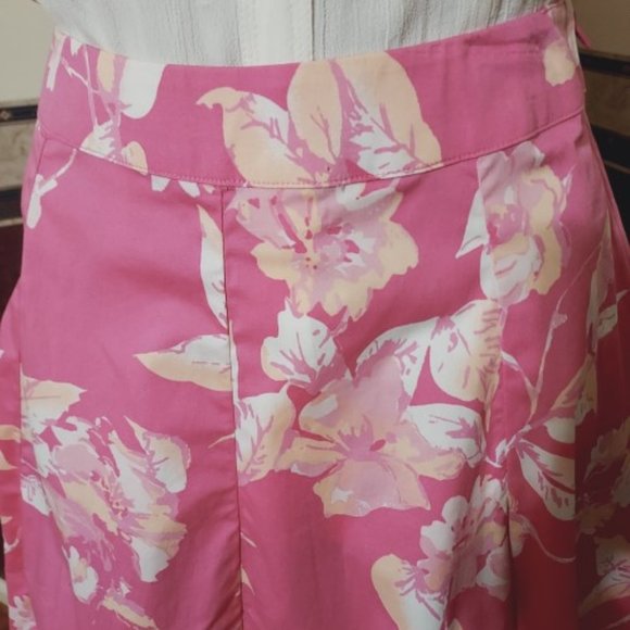 VINTAGE ST. JOHNS BAY TROPICAL PINK AUDREY FLORAL A-LINE FLARE SKIRT SIZE 4 NWOT - Picture 2 of 6